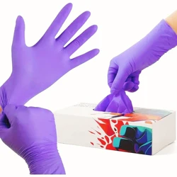 20/50/100PCS Purple Nitrile Gloves Disposable Non-Slip Work Gloves for Beauty Salon Tattoo Kitchen Household Cleaning Gloves