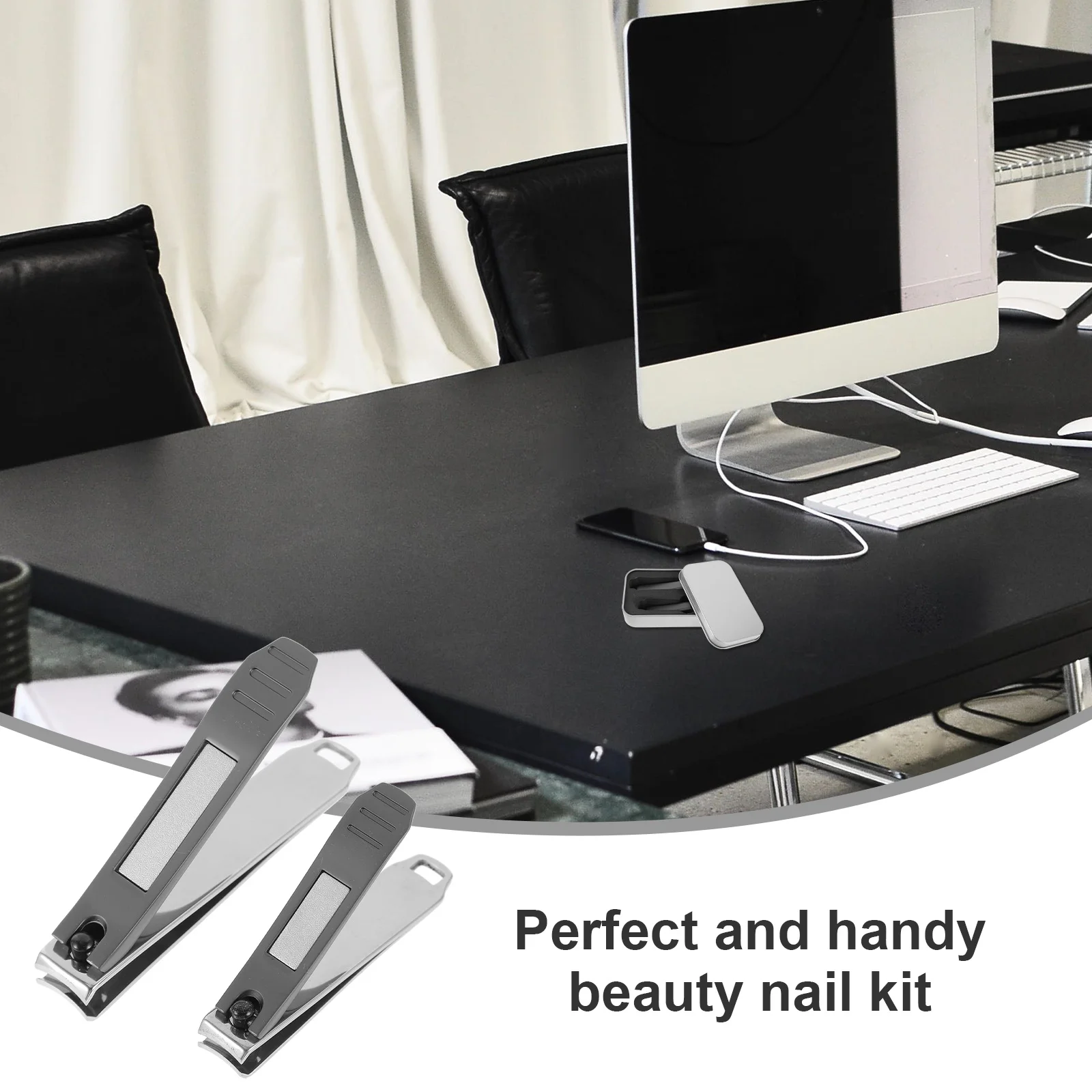 2 قطعة الفولاذ المقاوم للصدأ مسمار كليبرز مجموعة مقبض طويل ل السلس قطع دقيق أدوات مانيكير مجموعة العناية اليومية مسمار التشذيب