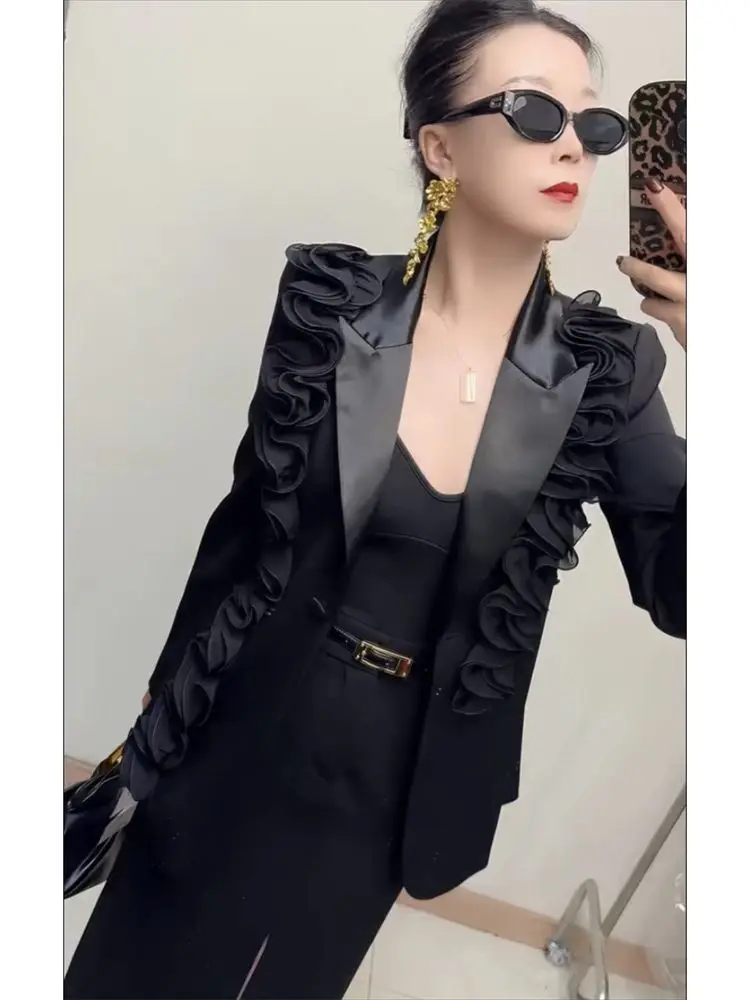 

2026 Spring Autumnwomen Blazers New Style Suit Top, Women's Three-dimensional Flower Coat