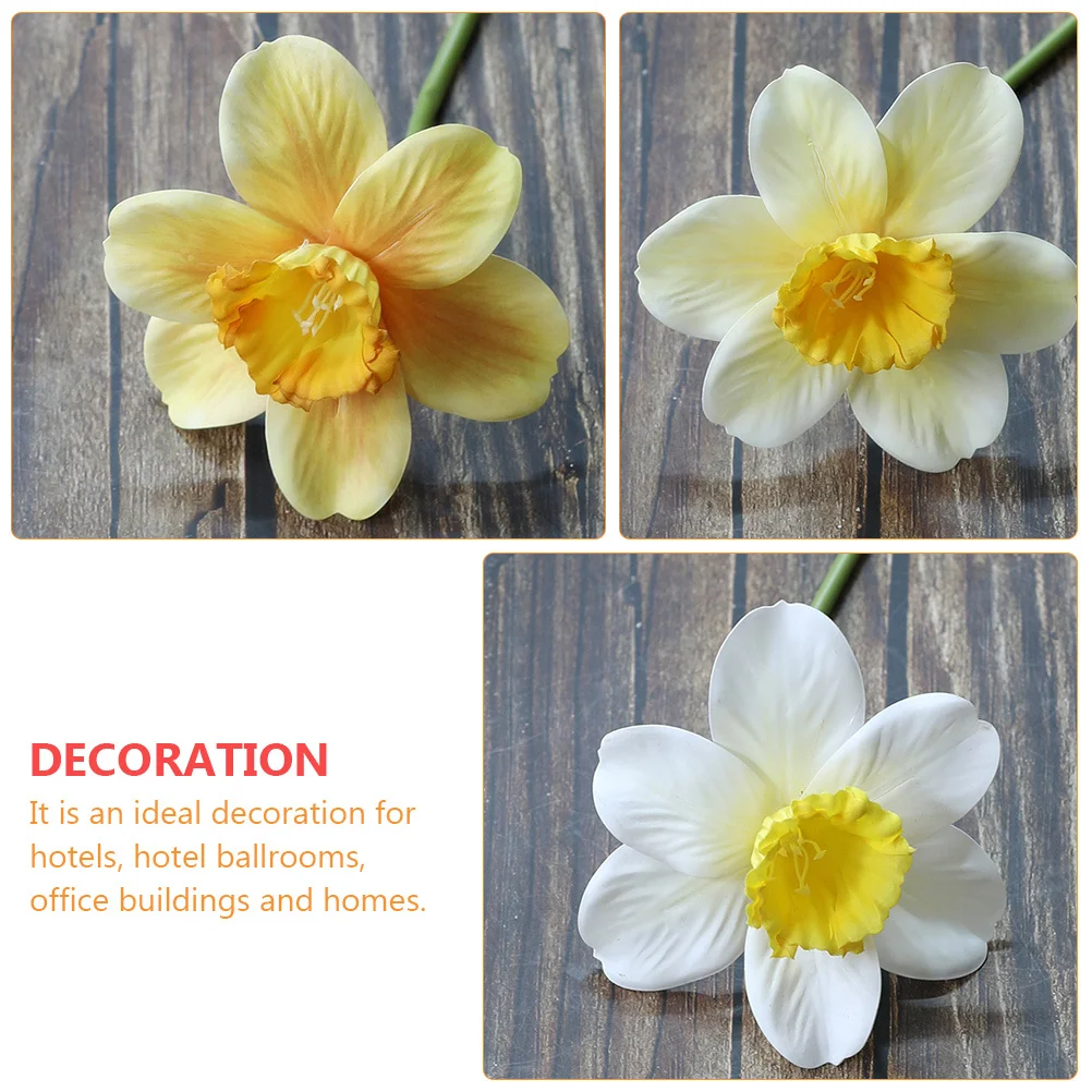 

9Pcs Simulated Daffodil Artificial Flowers Premium Plastic Home Decor Office Living Room Decoration Fake Daffodil Flower