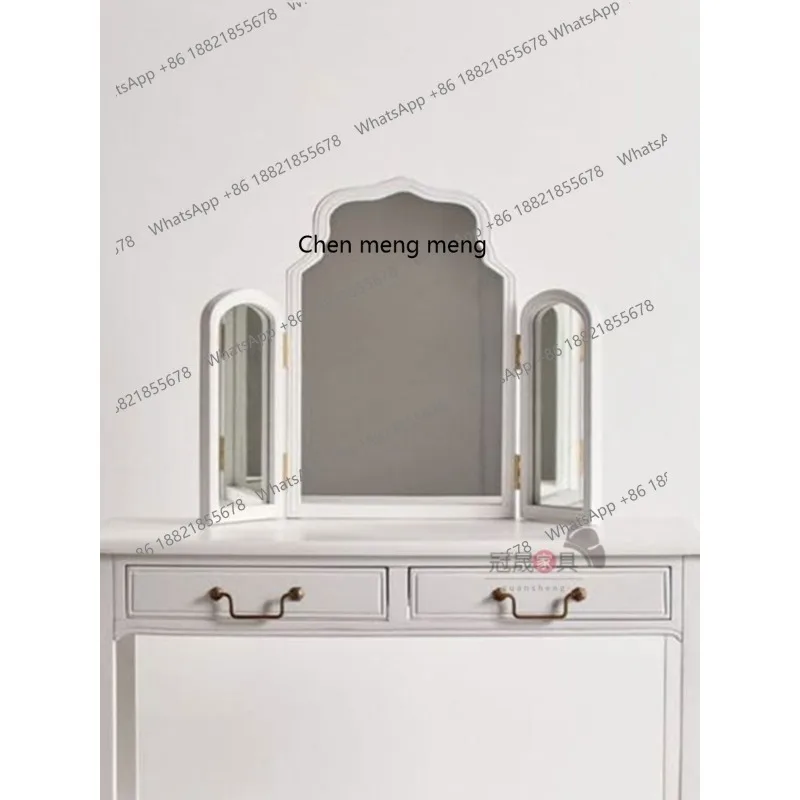 European dresser desktop desktop light luxury Nordic makeup tri-fold mirror wall hanging bedroom