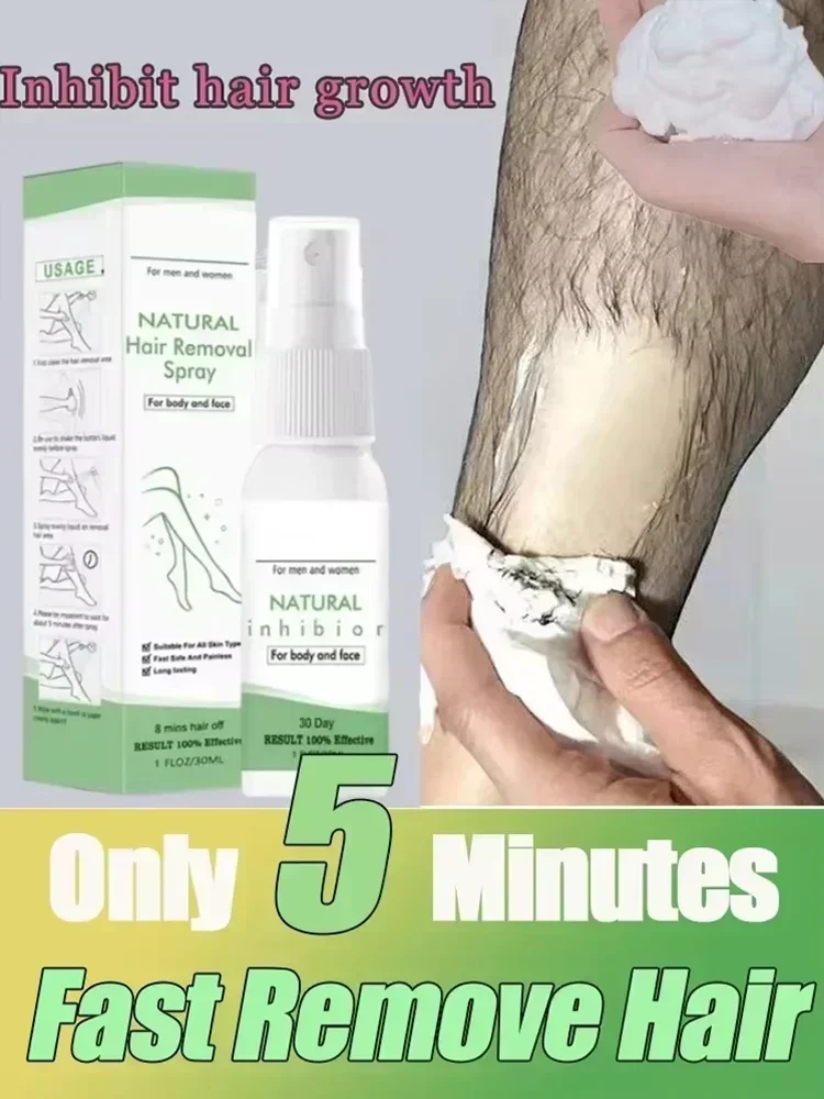 Spray de depilação para homens e mulheres, remoção indolor do cabelo em apenas 8min, para peito, mão, perna, axilas e área íntima