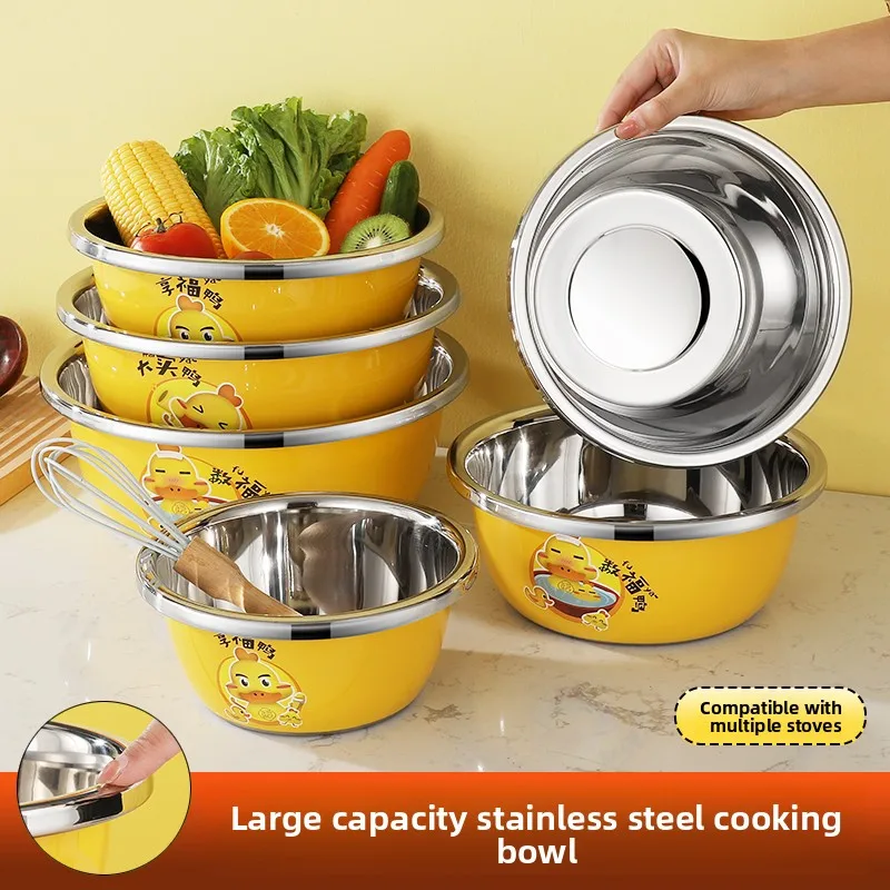 

Stainl Steel Cartoon Baby Basin Special Use Basin for Waing Baby Bottles Vegetables Seasonings round ape Kitchenware