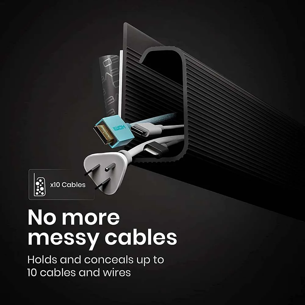 J Channel Desk Cable Organizer PVC Waterproof Cable Management Accessories Black Cable Protecter Under Desk Tv Background
