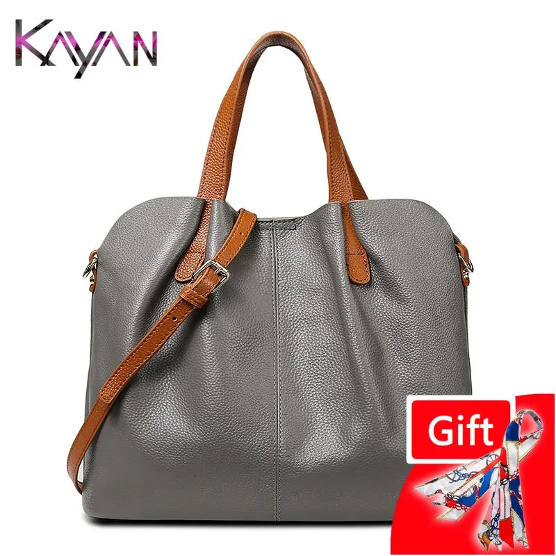 2024 Causal Genuine Leather Women Bag Large Tote Handbag Lichee Patchwork Shoulder Bag High Quality Female Hand Bag