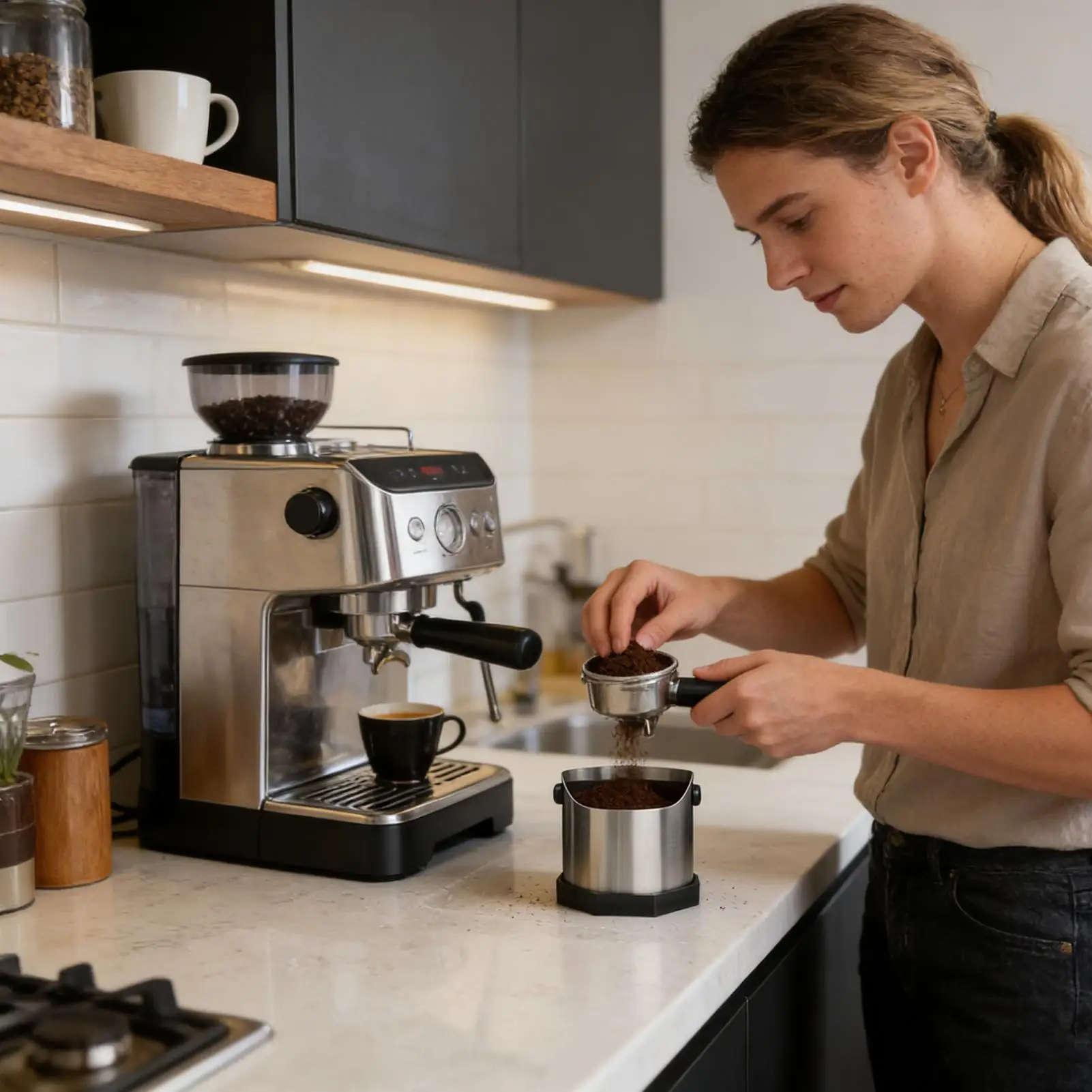 Espresso Grounds Knock Box Large Capacity Container With Non-Slip Base 750ml Knock Box Espresso Accessories For Home Countertop