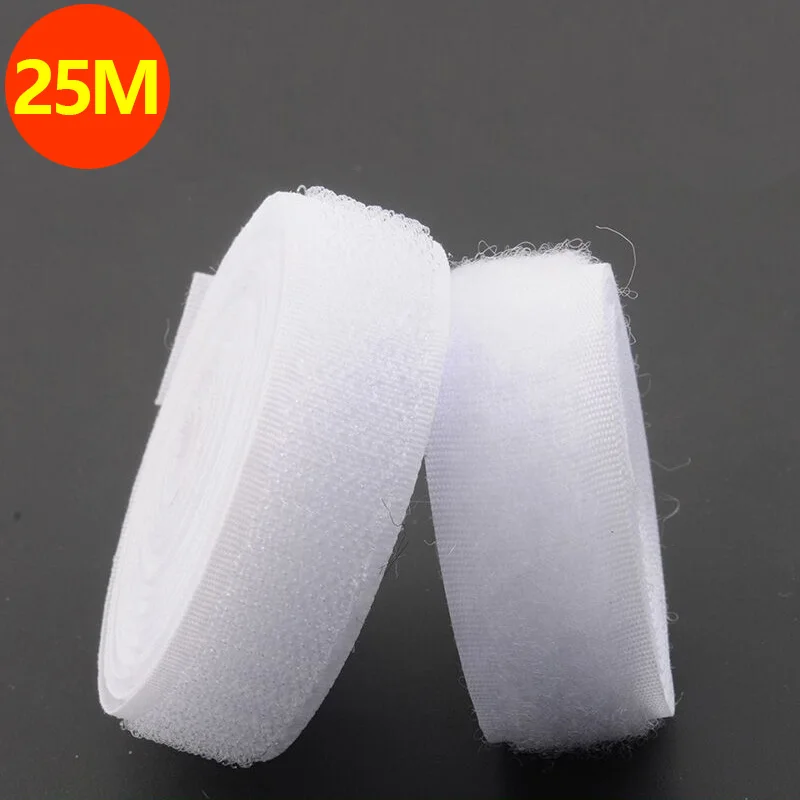 1-25Meters White Heavy-Duty Sew on Hook And Loop Tape Non-Adhesive Nylon Magic Strap for DIY Clothing And Bags Fastener 20-50mm