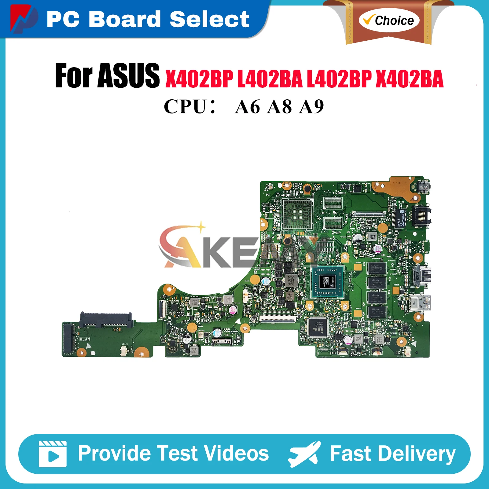 

E402BA Материнская плата для ноутбука ASUS EeeBook X402BA E402B L402BP X402BP L402BA E402BA E402BP Материнская плата с процессором A6 A8 A9 тест ОК