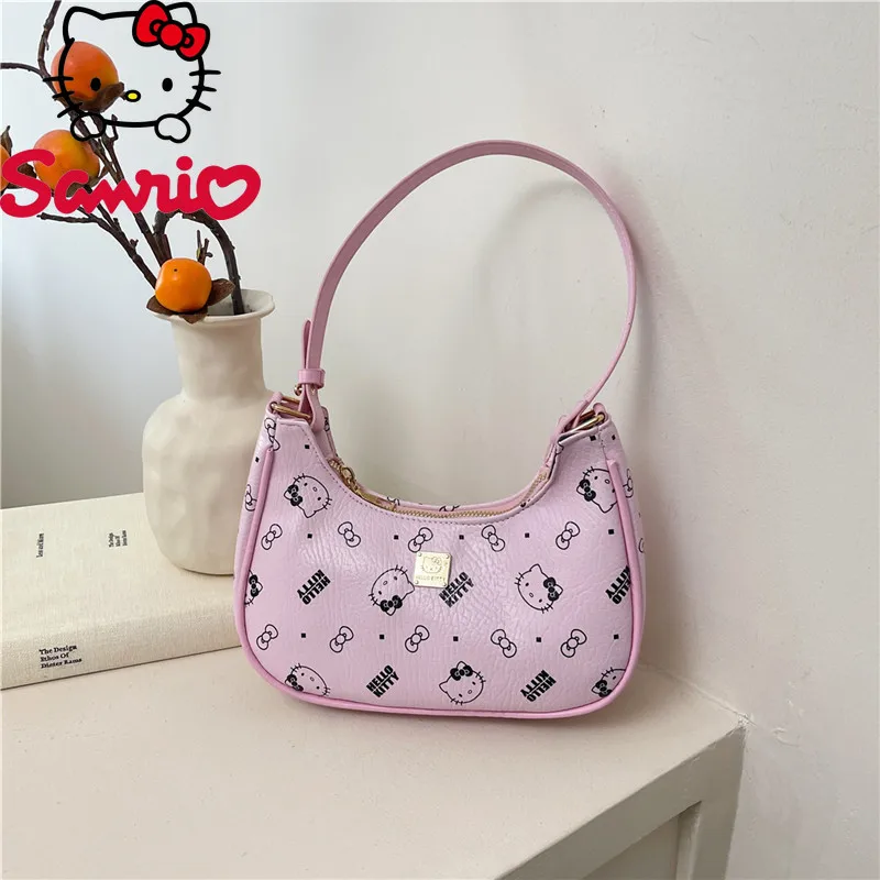 Sanrio Hello Kitty New Women's Shoulder Bag Cartoon Cute Print Women's Handbag Fashion Trend Underarm Women's Bag Large Capacity