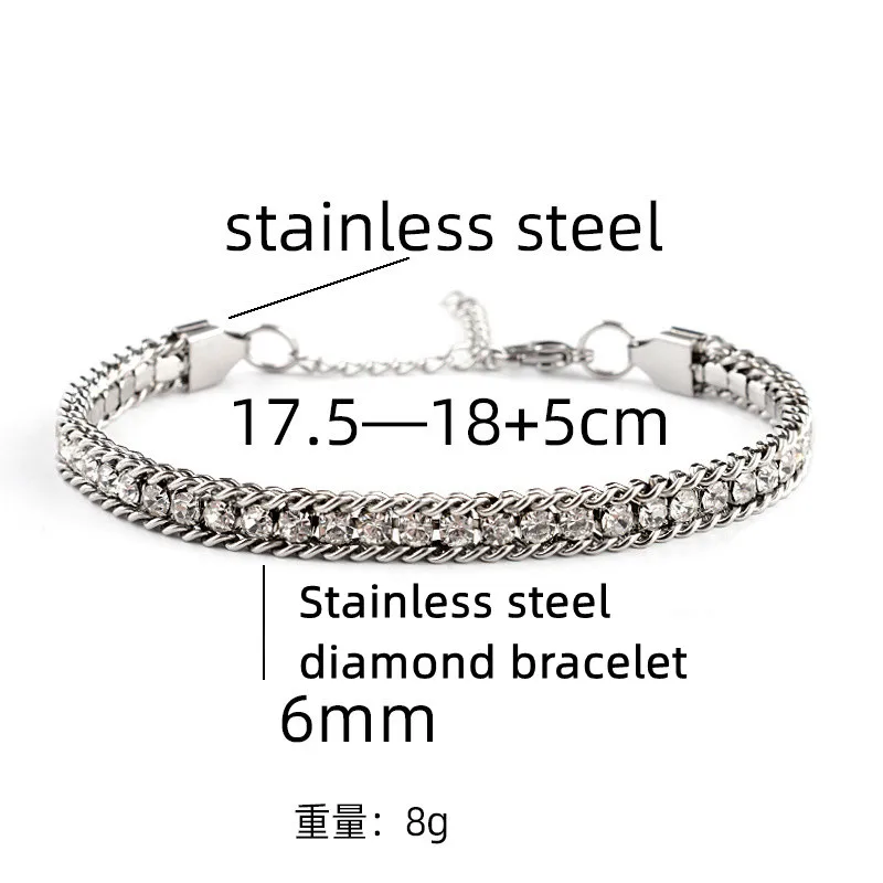 Luxury  Full of Rhinestones Stainless Steel Bracelets For Women Men Sparkling Crystal CZ Tennis Bracelet Fashion Jewelry