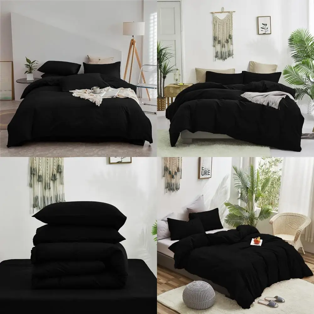 Set piumino da notte in cotone Queen Size: biancheria da letto da uomo tutta nera con trapunte leggere morbide e traspiranti di colore scuro