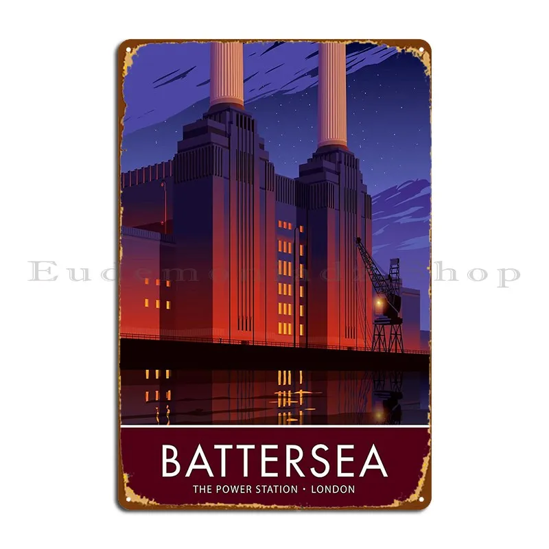 Battersea Power Station Metal Sign Bar Designing Garage Wall Cave Poster Tin Sign Poster