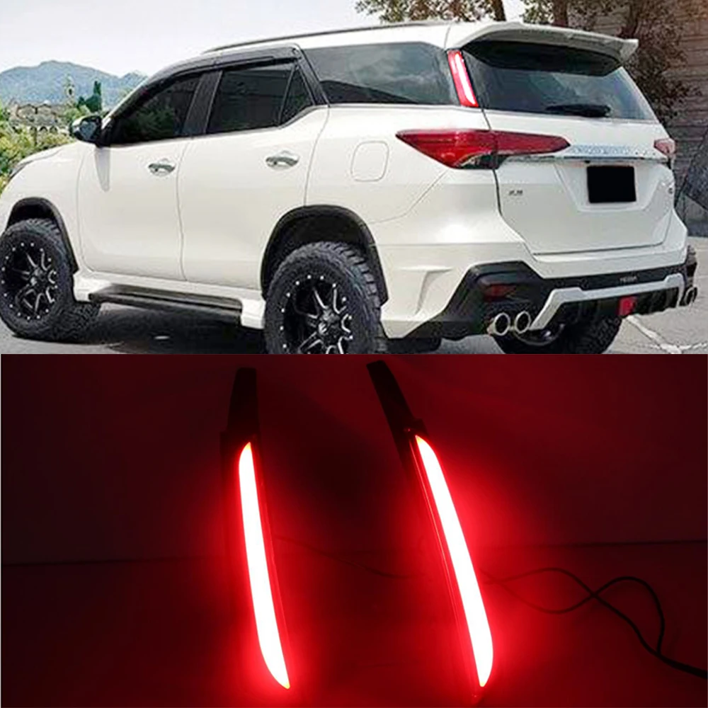 2PCS For Toyota Fortuner 2015 2016 2017 2018 2019 2020 Led Rear Reflector Driving Taillight Brake Lights Rear Bumper Lamp