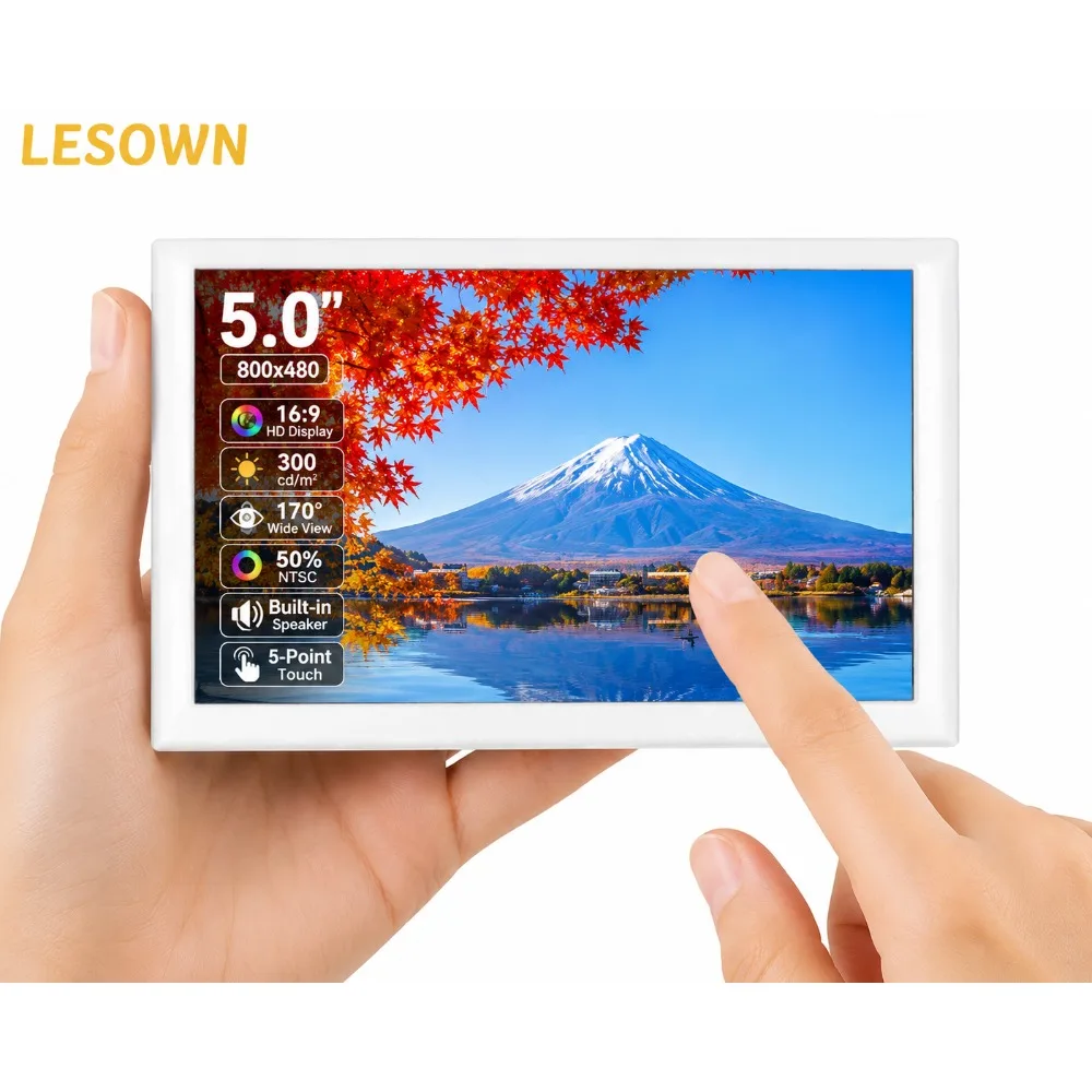 LESOWN 5 Inch Portable Display Driver-free 800x480 Capacitive Touch Screen HDTV Mini Monitor for Raspberry Pi DIY Project