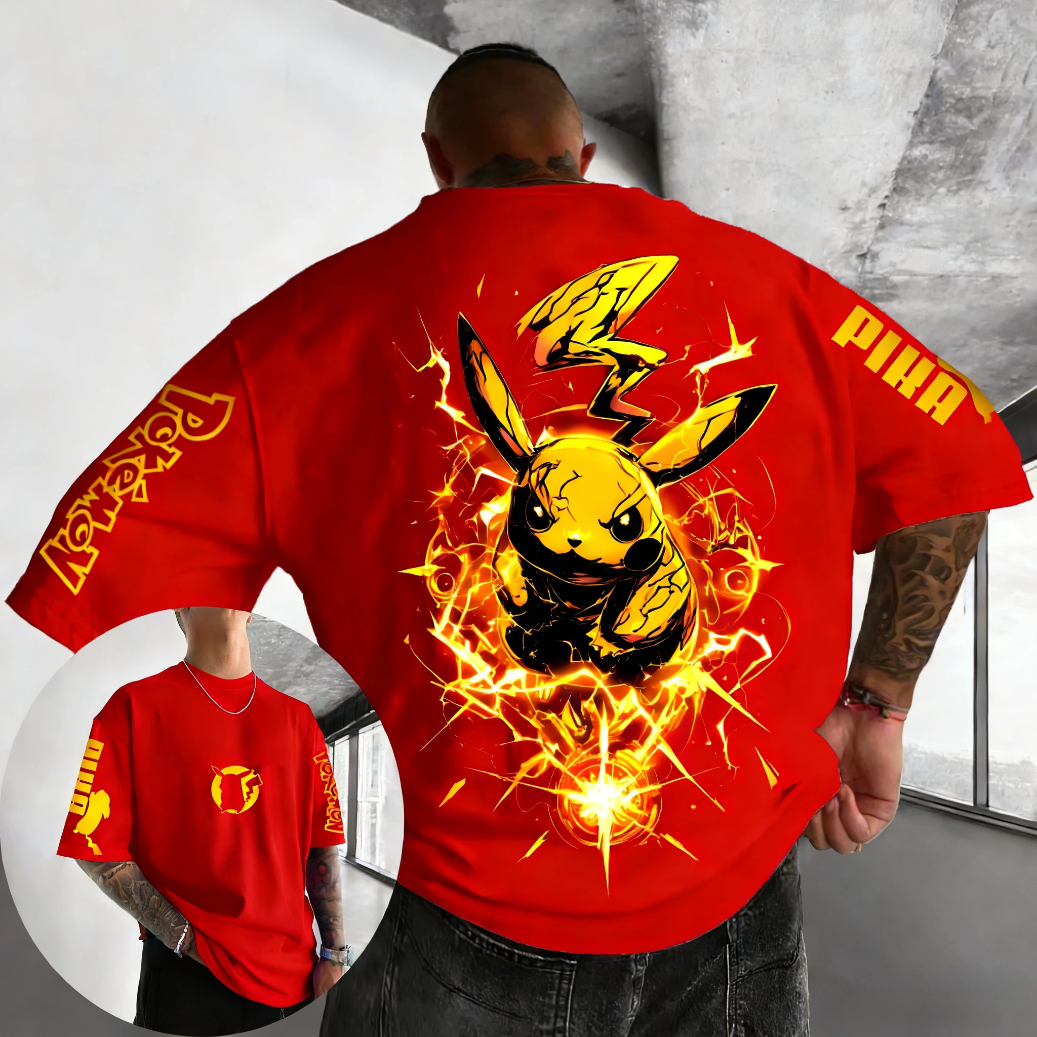 

Хлопковая футболка с принтом Pokémon Anime Pikachu, новая летняя модель для мужчин и женщин, модный повседневный свободный топ в стиле хип-хоп Y2K для родителей и детей