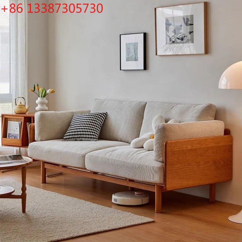 

Диван: скандинавский диван из массива дерева, гостиная, простой тканевый диван для небольшой квартиры.