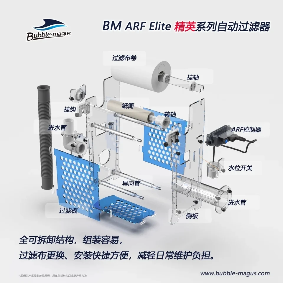 نموذج محسن من Bubble Magus ARF Elite 2025: نظام فلتر أسطوانة الصوف التلقائي، تنقية المياه بقوة في أحواض السمك