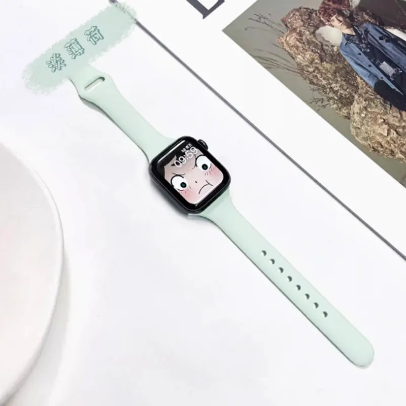 

Тонкий силиконовый ремешок для Apple Band iwatch series 8 7 se 3 4 5 6 9 ultra 2 49 мм 45 мм 44 мм 40 мм 41 мм 42-38 мм спортивный браслет Часы