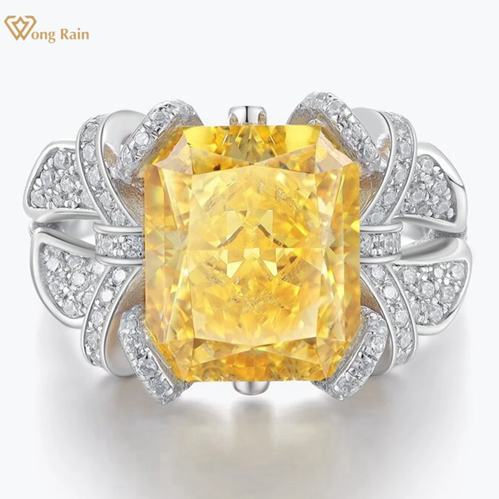 

Wong Rain 100% 925 Sterling Silver Crushed Ice Cut Citrine High Carbon Diamond Gemstone Wedding Engagement Rings Fine Jewelry