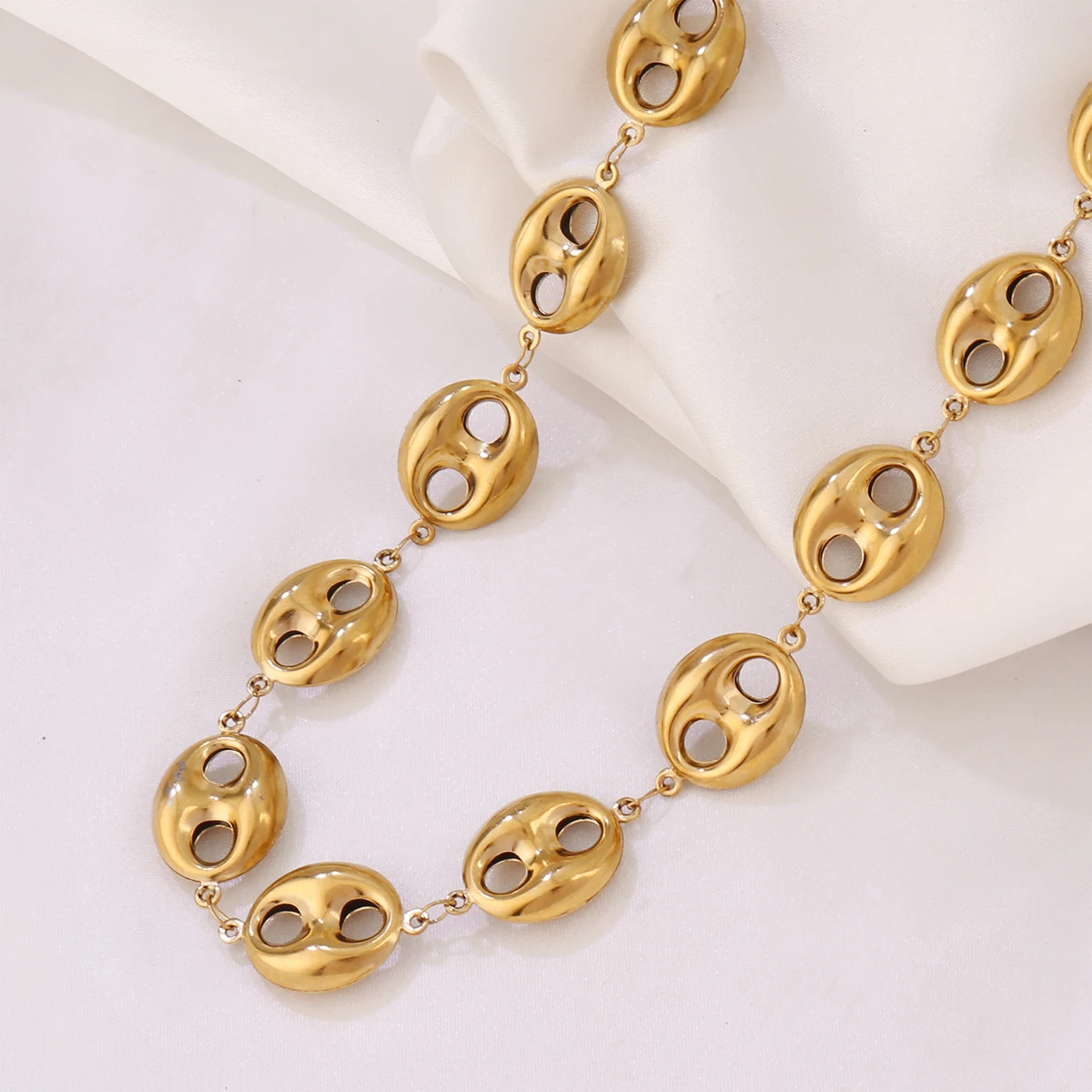316L Stainless Steel Coffee Bean Chain Necklace For Women Fashion Gold Color Coffee Bean Charms Chain Necklaces Femme Jewelry