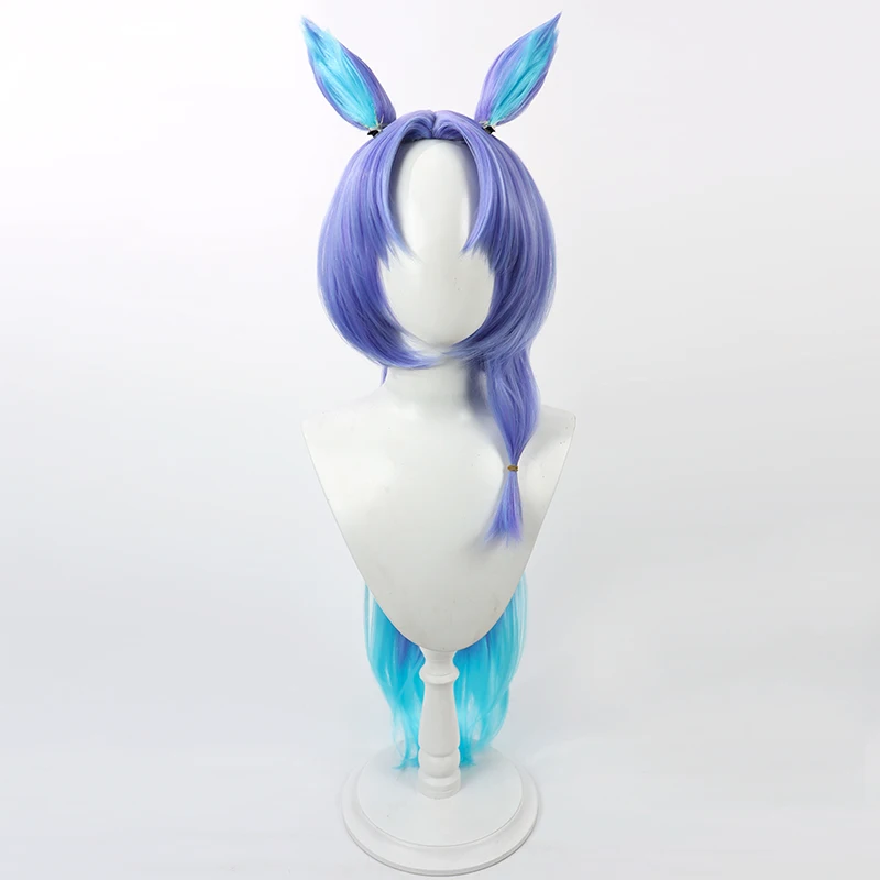 Godolphin Barb Cosplay Wig Uma Musume Purple Blue Heat Resistant Synthetic Hair Halloween Role Play Party Carnival + Wig Cap