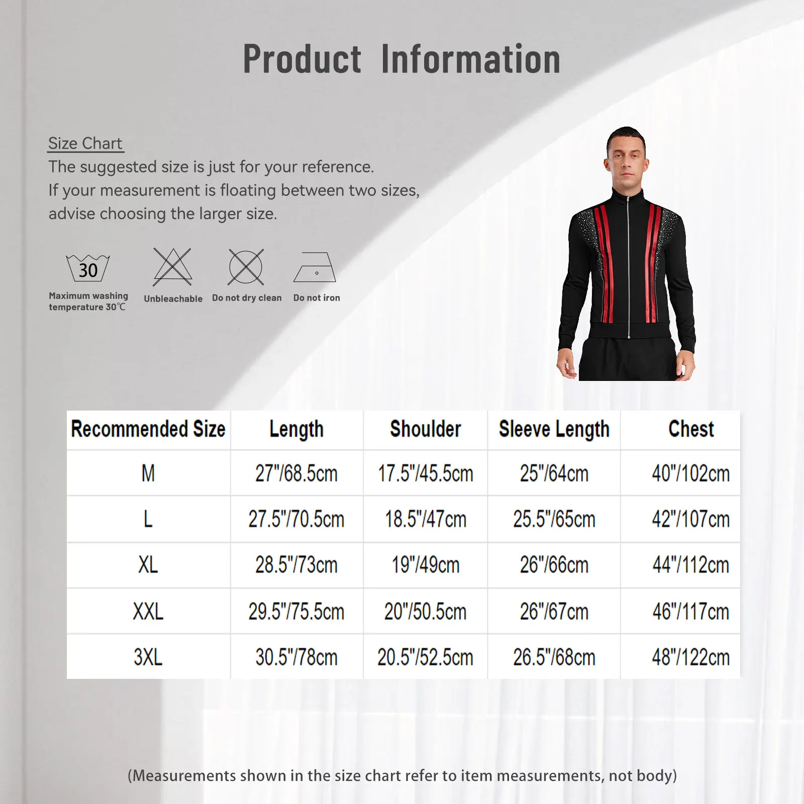 Veste de gymnastique pour hommes, patinage artistique, hauts à manches longues, strass brillants, manteau à col montant pour danse latine, Tango, Rumba, salle de bal