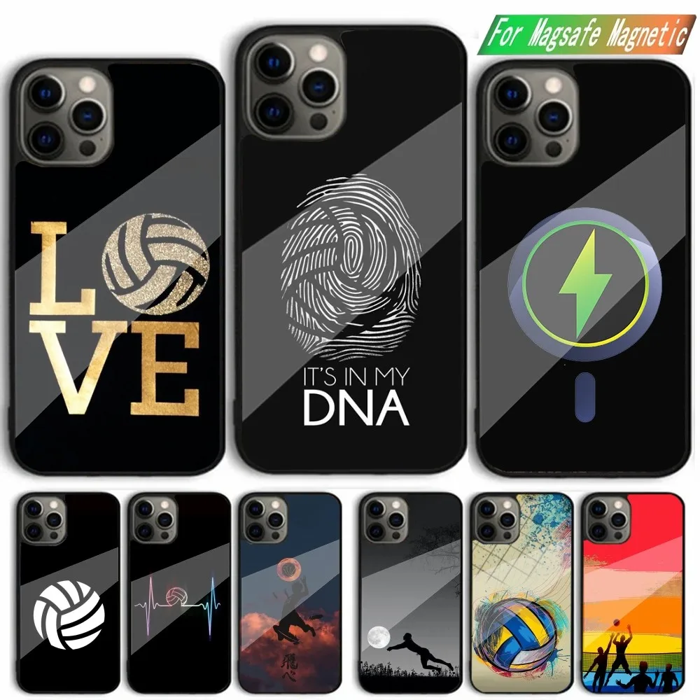 Volleyball Painted Phone Case For iPhone 15,14,13,12,11,Plus,Pro,Max Mini Magsafe Magnetic Wireless Charging