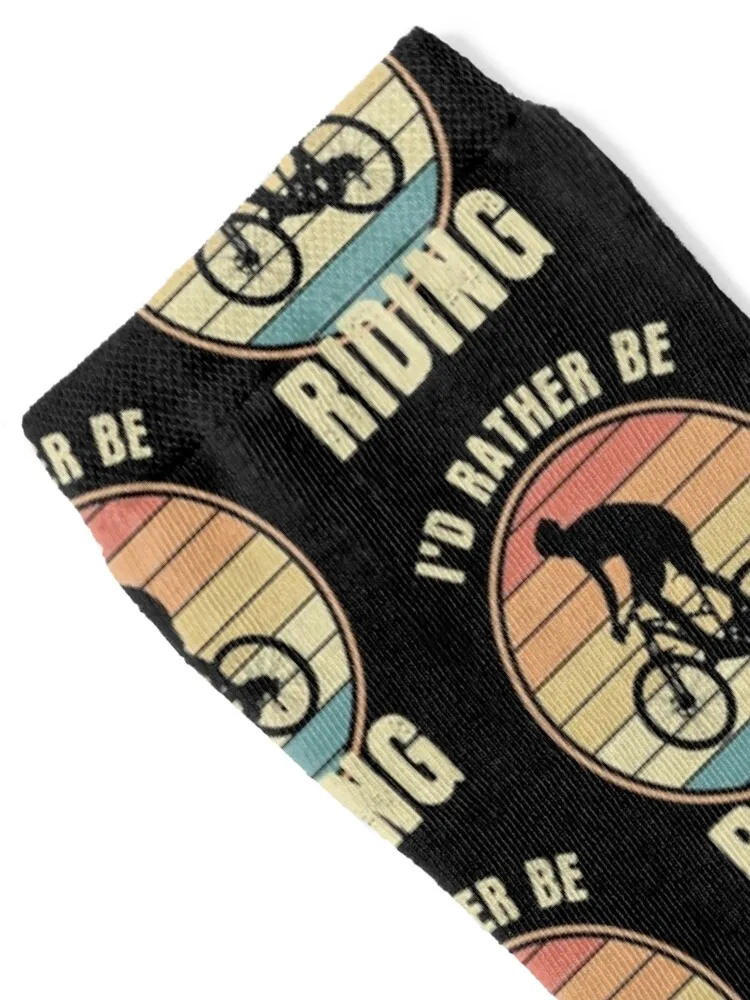 I'd rather be riding Retro Mountain Biking design Gift for cyclists and mountain biking lovers Socks