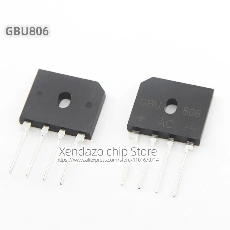 10개/묶음 GBU806 GBU 806 8A/600V ZIP-4 패키지 정품 정류기 브리지