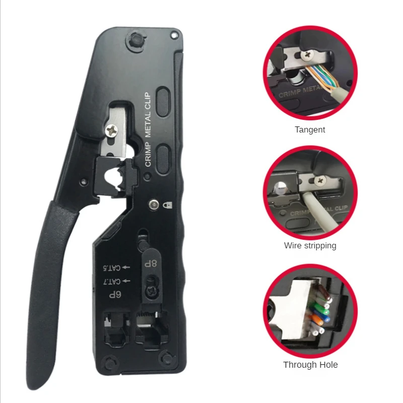 

O50 Through Hole Network Cable Pliers Dovetail Clip Crystal Head Network Cable Pliers Multi-function Crimping Pliers Crimping