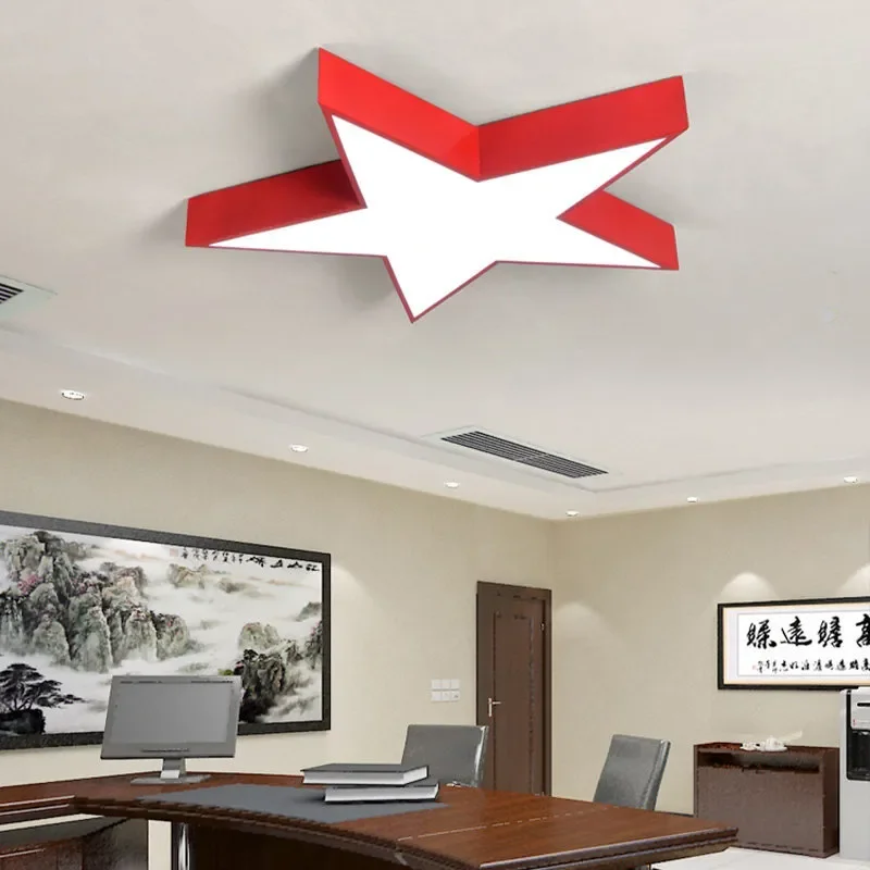 Modern Red Pentagram Ceiling Lamps Novelty Lighting Living Room Decoration Bedroom Led Lights Office Commercial Illumination