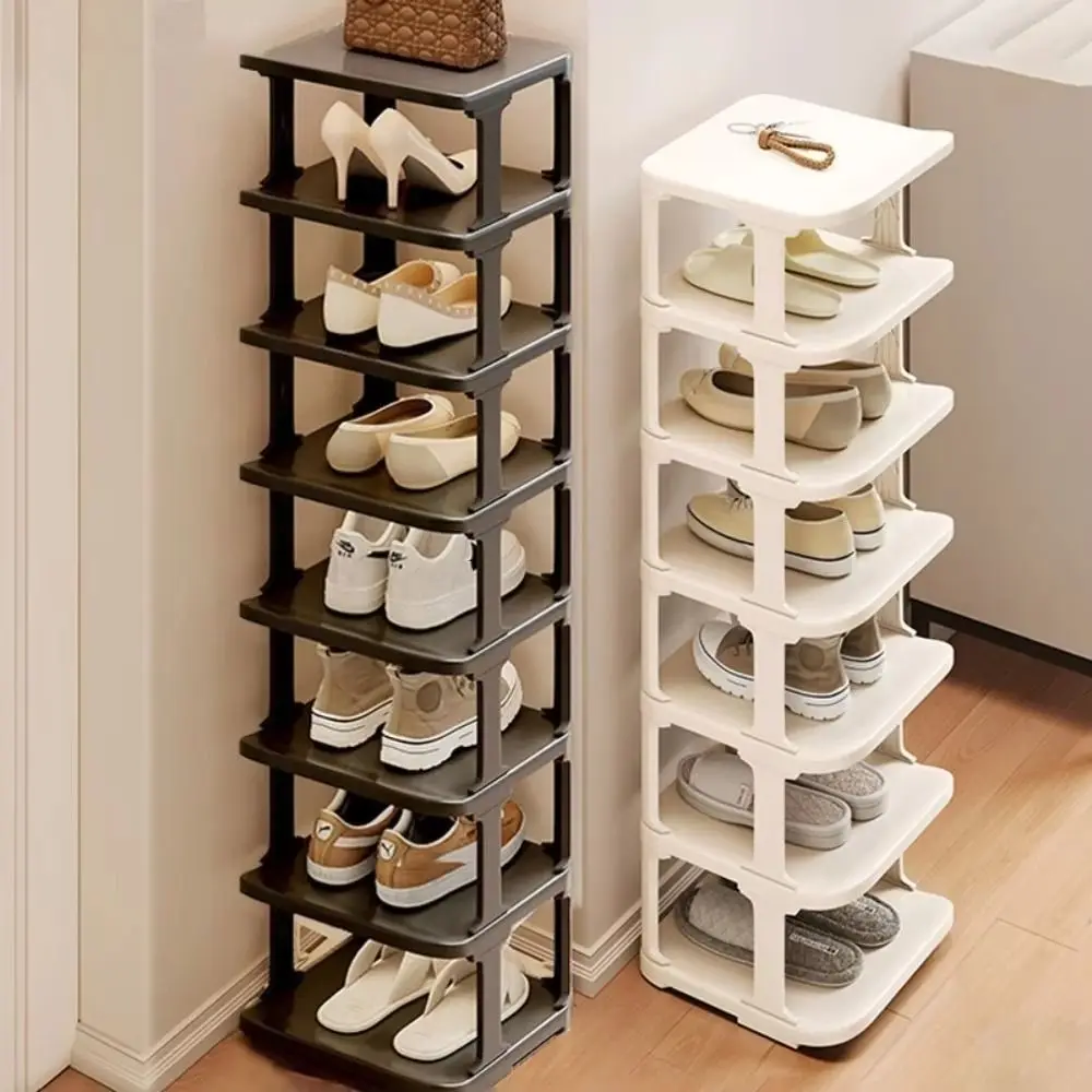 Removable Vertical Shoe Rack 2-8 Layers Saving Space Layered Shoe Cabinets Anti-drop Stackable Shoes Storage Organizer Doorway