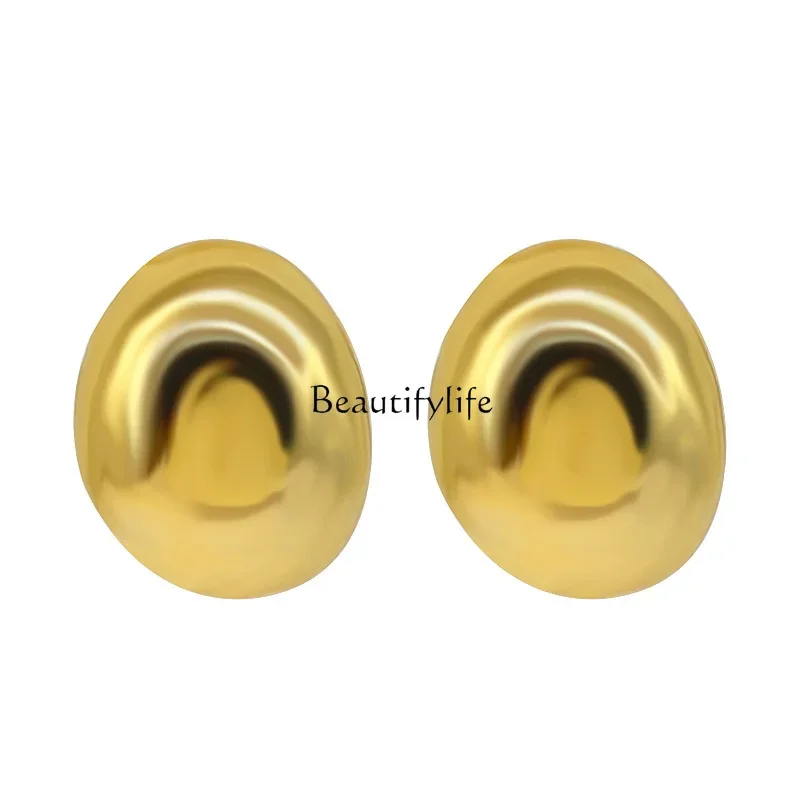 

Metal personality simple hollow oval stud earrings premium feeling earrings