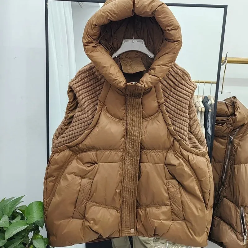Women's Vest Women's Jackets Extra-large Hooded Down Cotton Vest Women's Autumn and Winter new fat mm Loose Sleeveless Vest Coat