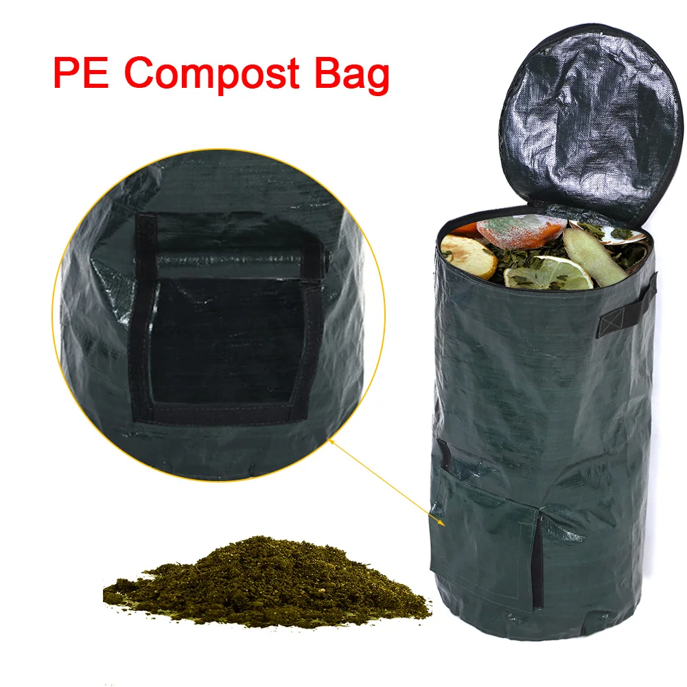 

Kitchen Organic Waste Garden Yard Compost Bag Environmental Double Handles PE Cloth Planter Growth Fertilizer Conversion Bag