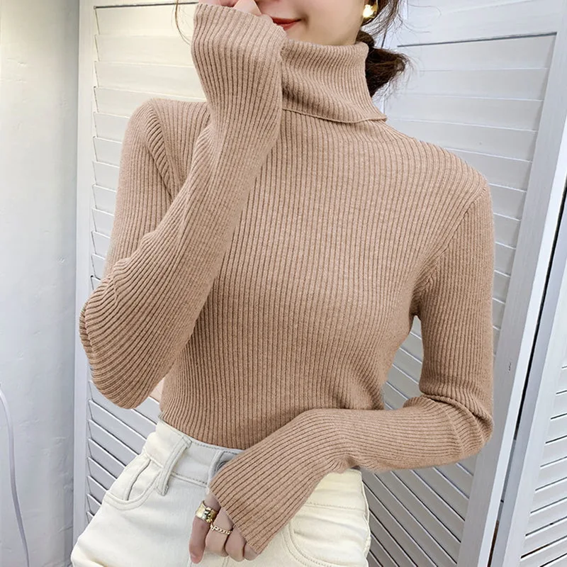 Women Turtleneck Cashmere Warm Sweater Long Sleeve Knit Soft Pullovers Jumpers Basic Solid Slim Sweaters For Women Fall Winter