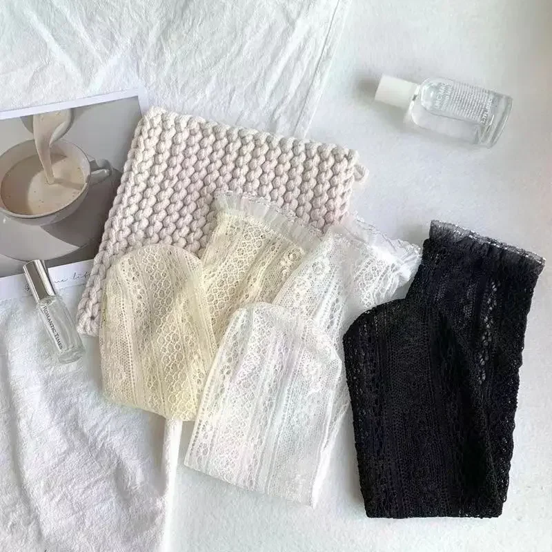 Women's Thin Lace Socks Black White Solid Soft Ruffle Edge Mesh Pile Sock Summer Hollow Pregnant Sweet Flower Lolita Stockings