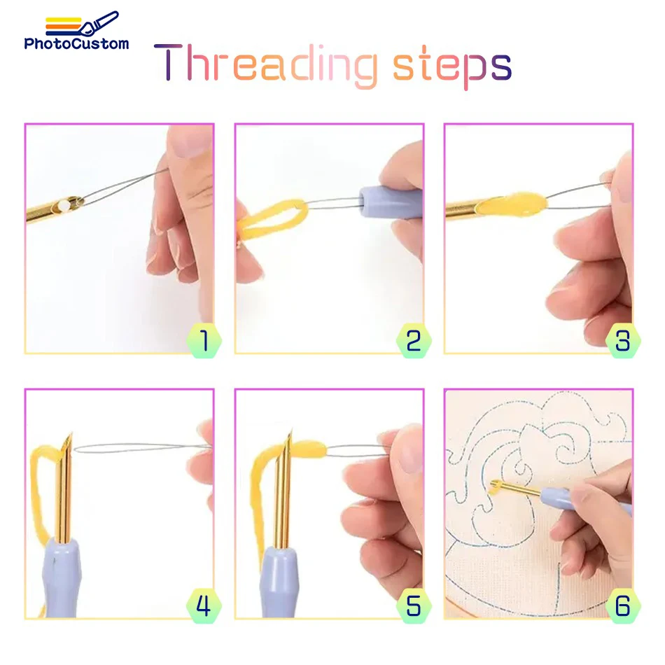 PhotoCustom الحوت نمط لكمة إبرة لكمة عدة طقم تطريز مع أدوات تعليمات الغزل كيت Diy بها بنفسك الحرفية