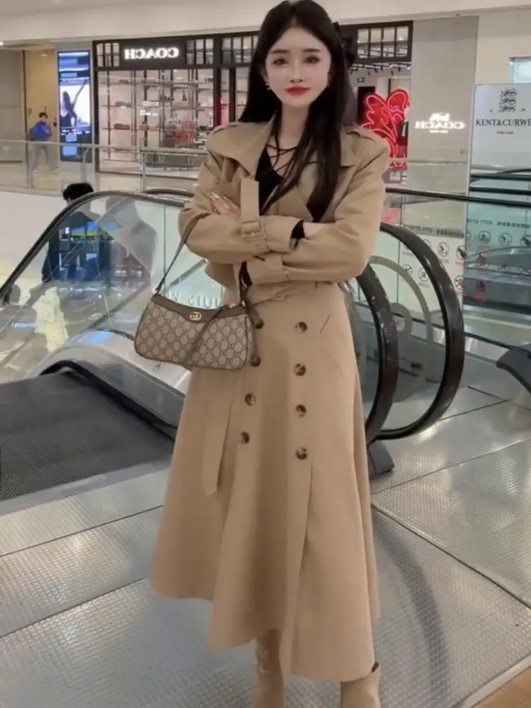 

Двубортное пальто с отложным воротником и длинными рукавами, юбка трапециевидной формы с высокой талией, комплекты из 2 предметов для женщин, новинка весны 2023 г.