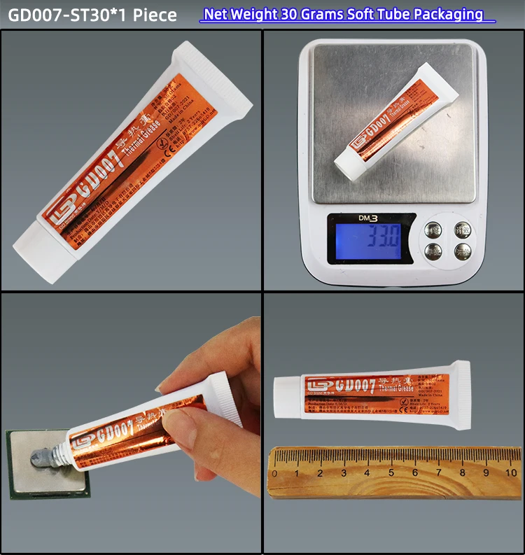 GD007 Wärmeleitpaste Gips Kühlkörper Verbindung Kühlnetz Gewicht 0,5/1/3/7/15/30/150 Gramm für CPU SSY ST CB CN MB BA BR – Detail 11