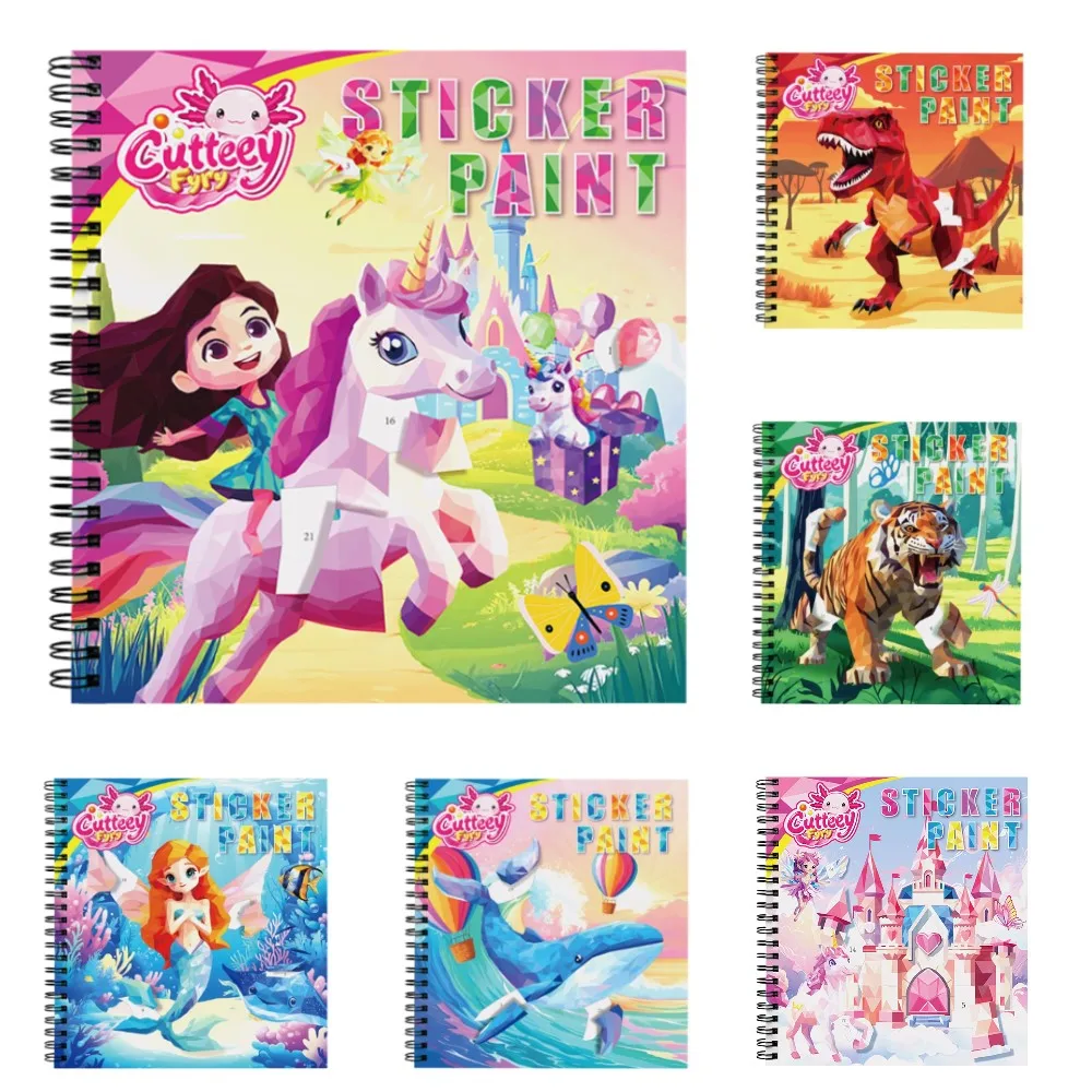 

Kids Cognition Puzzle Sticker Toys Busy Book for Kids Matching Game Unicorn Mermaid Sticker by Number Educational Toys