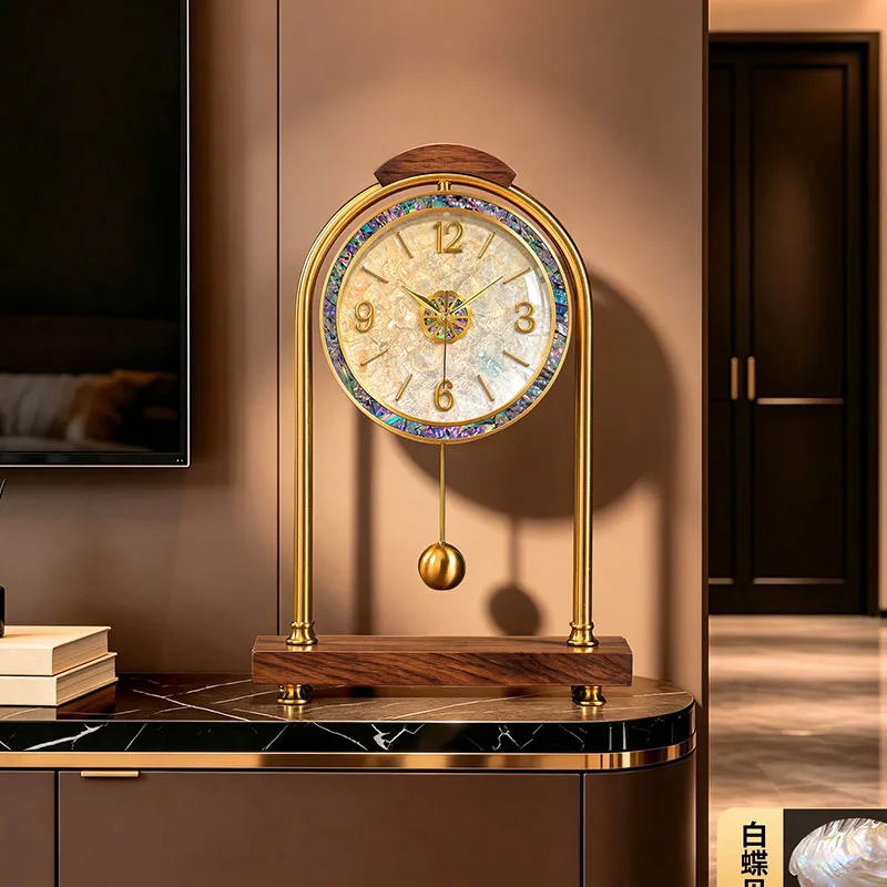 Shell Retro Table Clock Pendulum Living Room Decor Desktop Clock Vintage Luxury Aesthetic Desk Clocks Creative Elegant Clocks