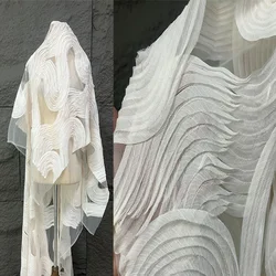 Wave Three-dimensional Skin Friendly Irregular Perspective Texture Mesh Fabric Vest Dress Clothing Designer Fabric