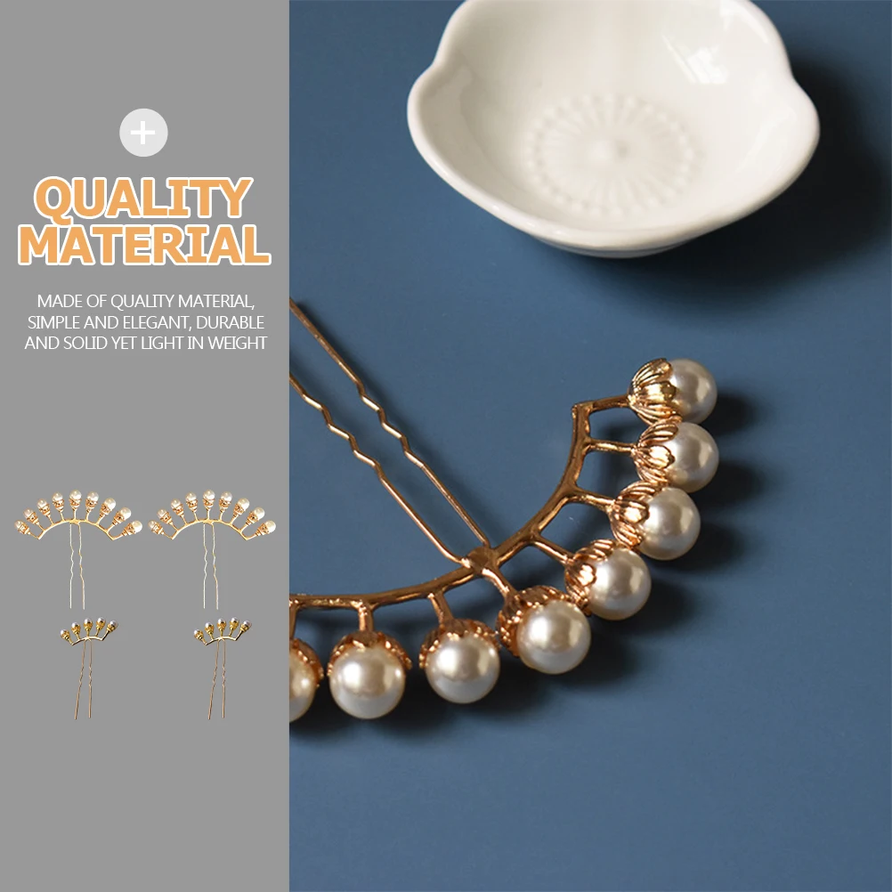 

4 Pcs Pearl Hairpin Tassel Accessories Chinese Style Headdress Retro Hairpins Vintage Design Durable Quality Fit Parties Proms