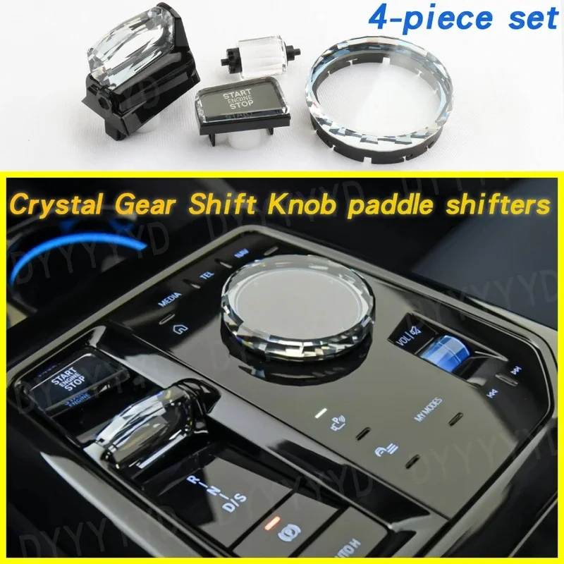 Crystal Shifter Paddle Knob Start Stop Button for BMW G60 G61 G70 2024 2025 New 5/7 Series M5 G90 IX I20 Crystal Multimedia Knob