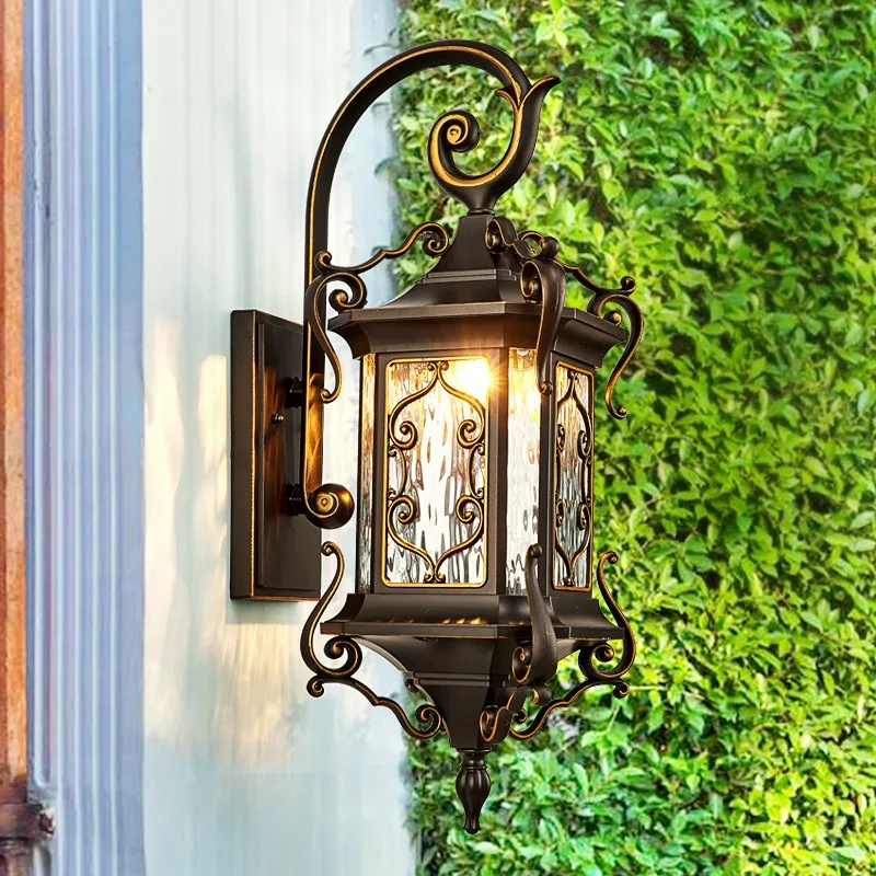 European Classic Aluminum Waterproof Super Bright LED Wall Light Outdoor Garden Villa Gate Balcony