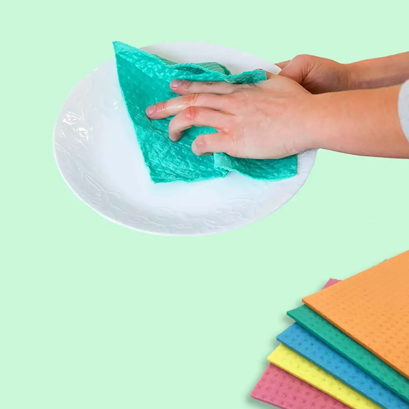 3PCS Dishwashing Cloth Wood Pulp Cotton Sponge Cleaning Dishcloth Wet Dry Reusable Absorbent Kitchen Rag Scouring Pad