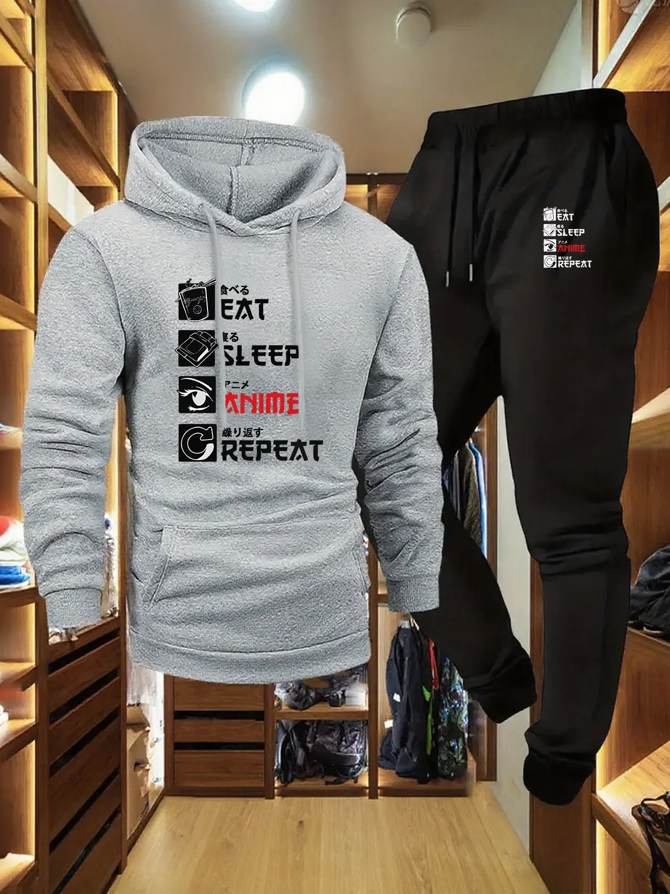 Letter Printed Mens Tracksuit - огляд і ціна Streetwear Hoodie