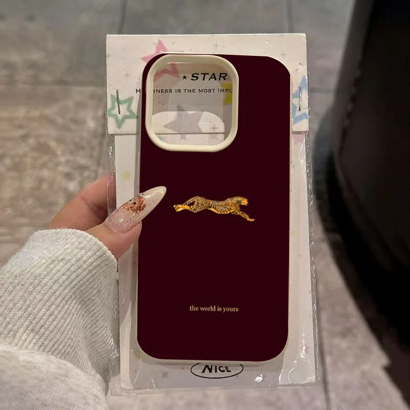 Minimalist Leopard Running Pattern Phone Case For iPhone 17 Pro 16 15 14 Plus 13 12 11 Pro Max 17Air XR XS Max Trendy Soft Cover