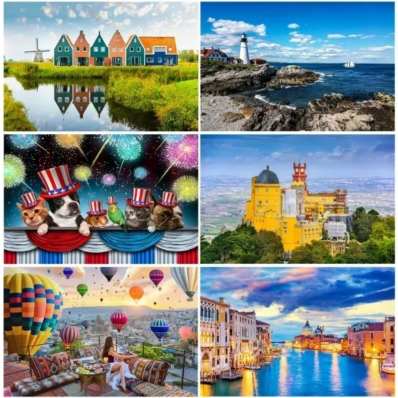 51*34cm300 Pieces Paper Jigsaw Puzzle Landscape Constraction Animals Stress Relief Children Educational Entertainment Christmas